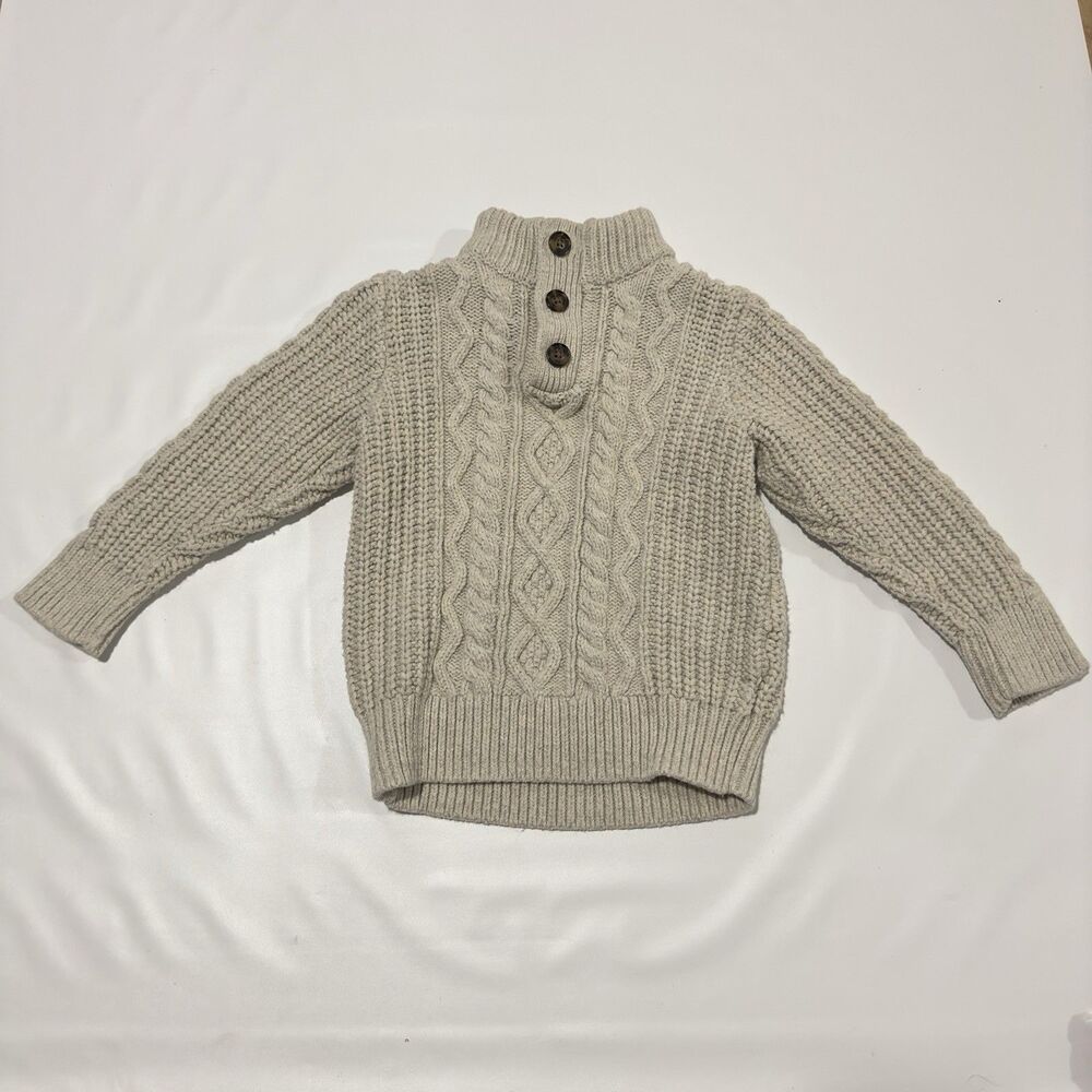 Baby Gap Boys Beige Oatmeal Knit Sweater Size 4yrs Toddler 100% Cotton CableKnit
